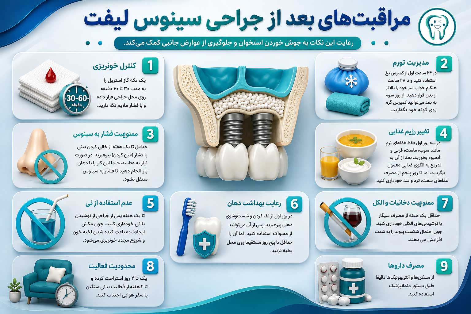 مراقبت‌های بعد از جراحی سینوس لیفت